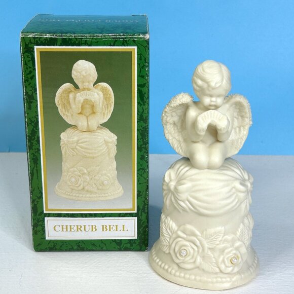 Beautifully‎ Detailed Vintage Amour Collection Ceramic Cherub Bell 5.5" Figurine - Picture 2 of 5